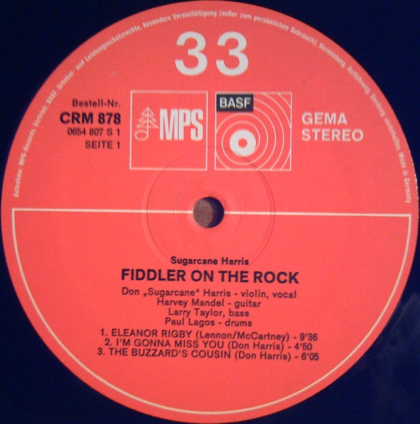 Don "Sugarcane" Harris : Fiddler On The Rock (LP, Album)