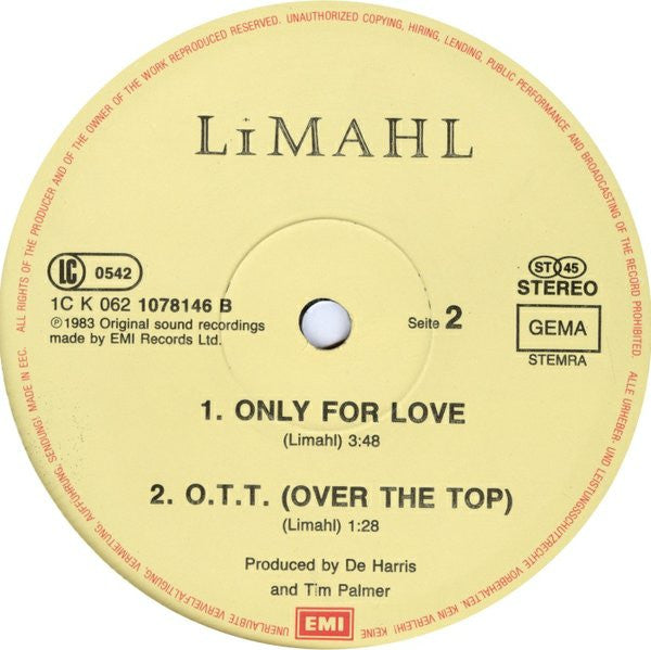 Limahl : Only For Love (12", Maxi)
