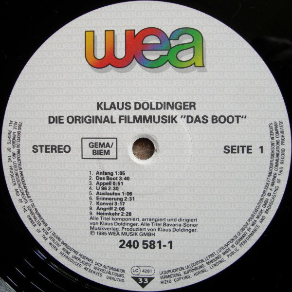 Klaus Doldinger : Das Boot (Die Original Filmmusik) (LP, Album, RE)