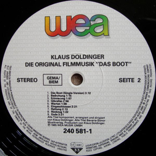 Klaus Doldinger : Das Boot (Die Original Filmmusik) (LP, Album, RE)