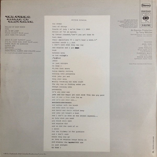 The Byrds : Ballad Of Easy Rider (LP, Album)