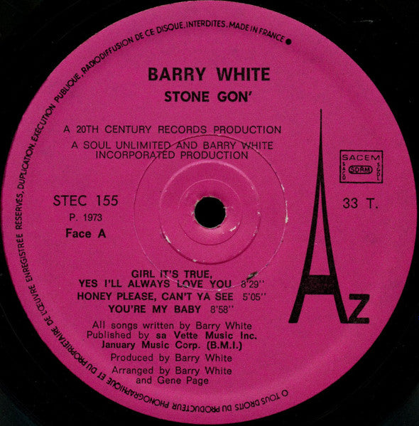 Barry White : Stone Gon' (LP, Album)