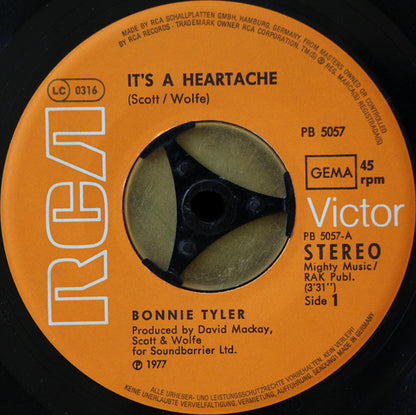 Bonnie Tyler : It's A Heartache (7", Single)