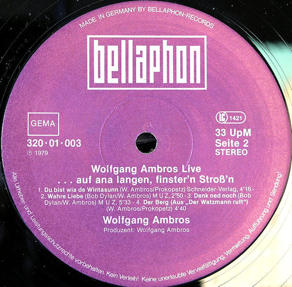 W. Ambros* : Live (...Auf Ana Langen, Finster'n Stroß'n) (2xLP, Album, RE)