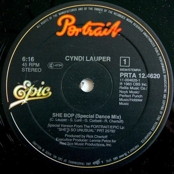 Cyndi Lauper : She Bop (Special Dance Mix) (12", Maxi)
