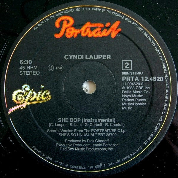 Cyndi Lauper : She Bop (Special Dance Mix) (12", Maxi)