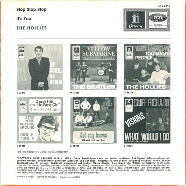 The Hollies : Stop Stop Stop / It's You (7", Single)