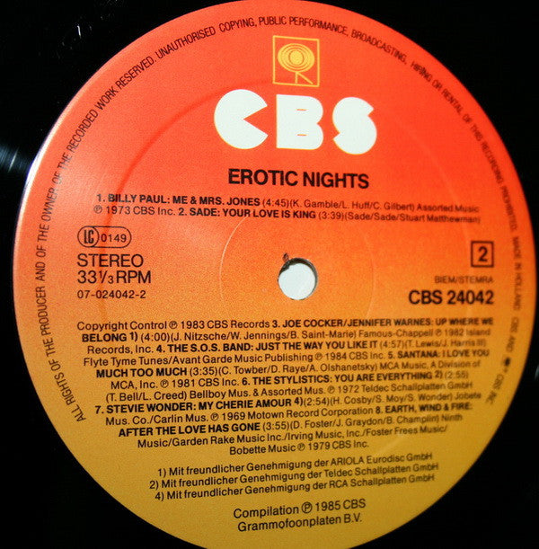 Various : Erotic Nights (LP, Comp, Gat)