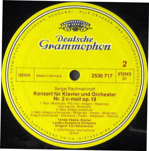 Sergei Rachmaninov* - Tamás Vásáry, London Symphony Orchestra, Yuri Ahronovitch : Klavierkonzerte = Piano Concertos 1&2 (LP, Album)