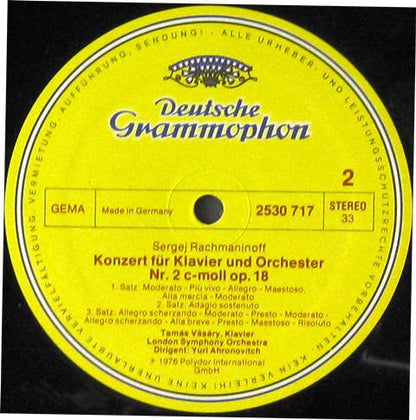 Sergei Rachmaninov* - Tamás Vásáry, London Symphony Orchestra, Yuri Ahronovitch : Klavierkonzerte = Piano Concertos 1&2 (LP, Album)