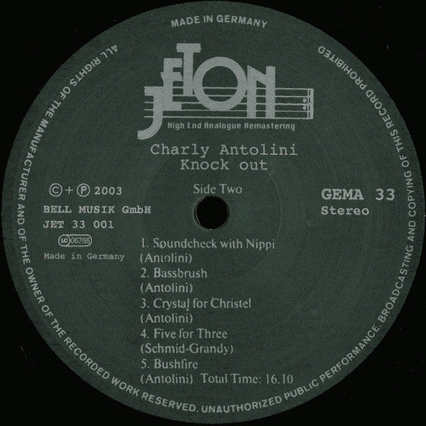 Charly Antolini : Knock Out (LP, Album, Ltd, RE, RM, 180)