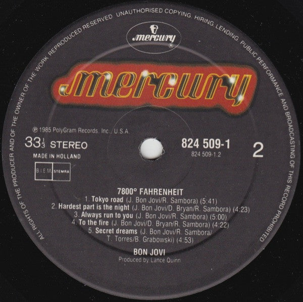 Bon Jovi : 7800° Fahrenheit (LP, Album)