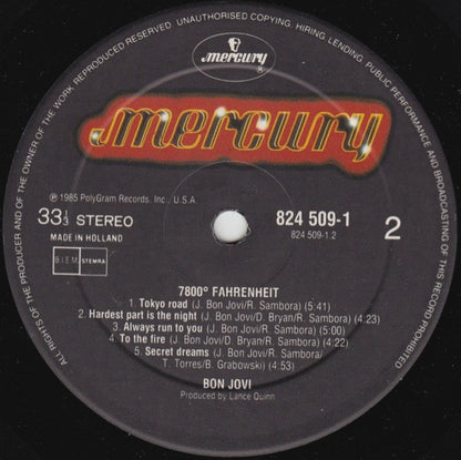 Bon Jovi : 7800° Fahrenheit (LP, Album)
