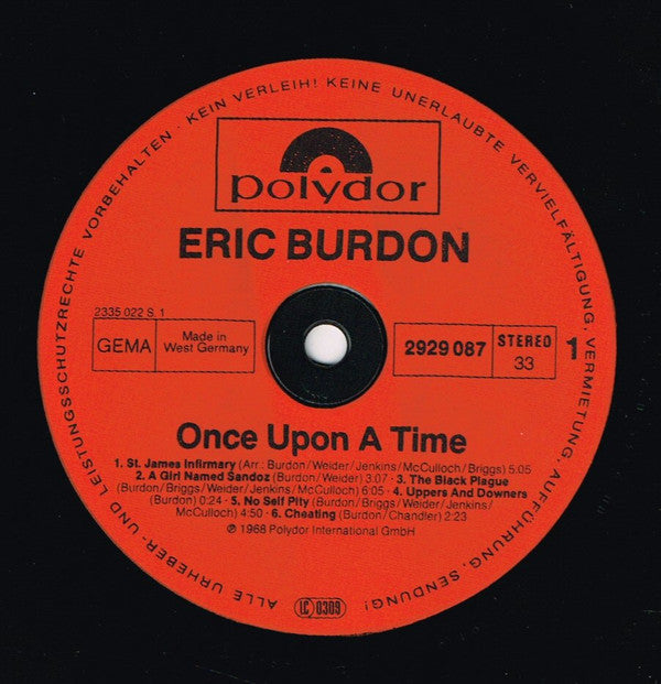 Eric Burdon & The Animals : Once Upon A Time (2xLP, Comp, RE)