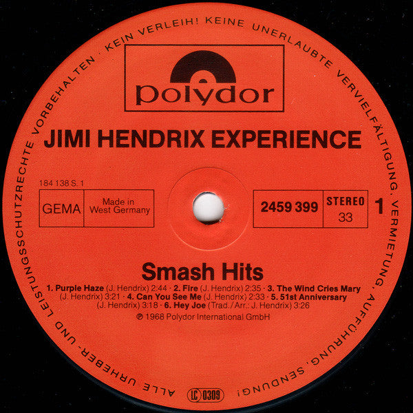 Jimi Hendrix Experience* : Smash Hits (LP, Comp, RE)