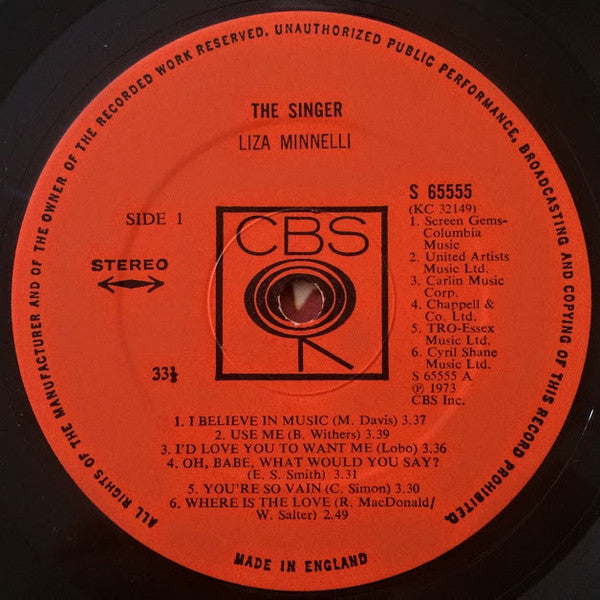Liza Minnelli : The Singer (LP, Album)