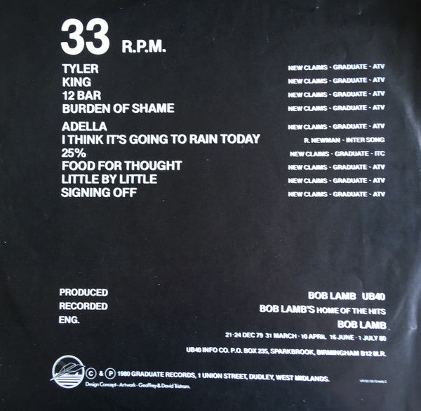 UB40 : Signing Off (LP, Album + 12")
