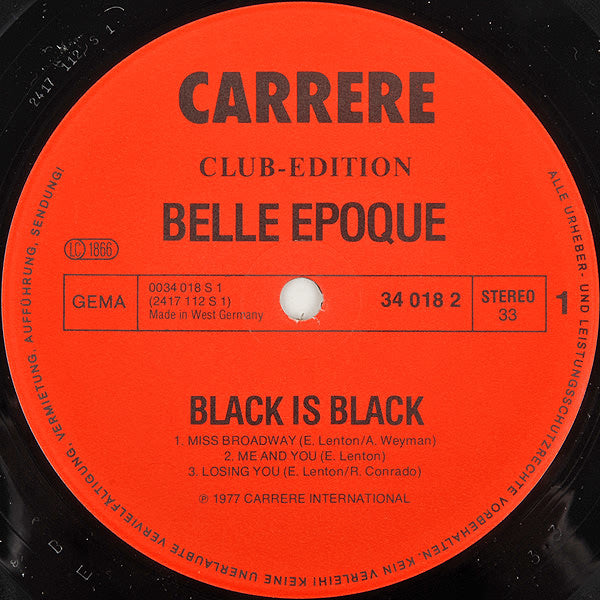 Belle Epoque : Black Is Black (LP, Album, Club)
