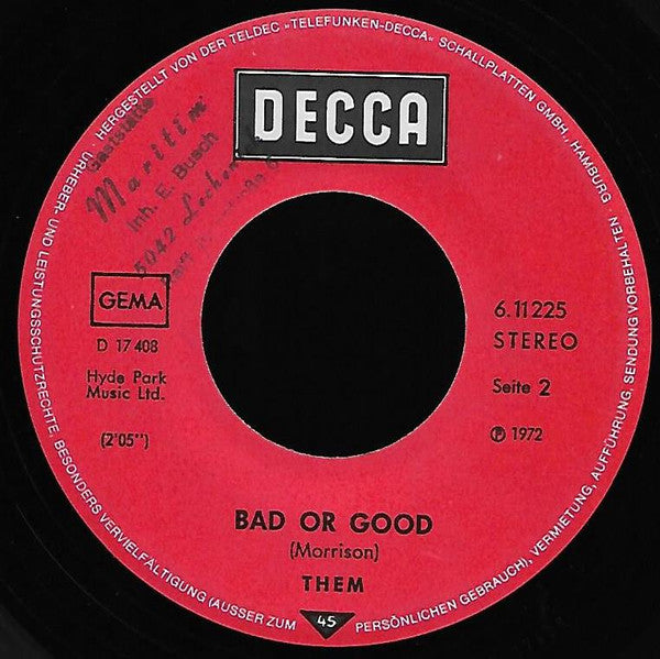 Them (3) : It's All Over Now, Baby Blue (7", Single, RP)