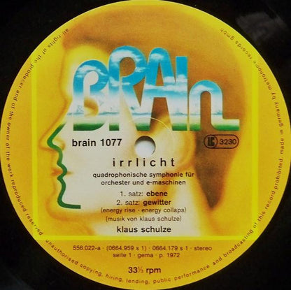 Klaus Schulze : Irrlicht (LP, Album, RE)