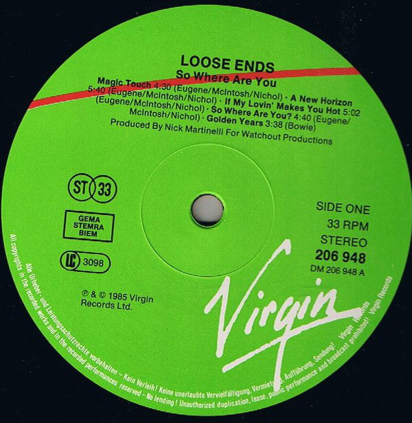 Loose Ends : So Where Are You? (LP, Album)