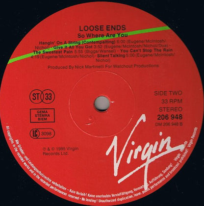 Loose Ends : So Where Are You? (LP, Album)
