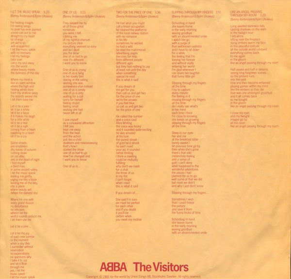 ABBA : The Visitors (LP, Album, Whi)