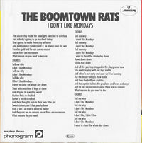 The Boomtown Rats : I Don't Like Mondays (7", Single)