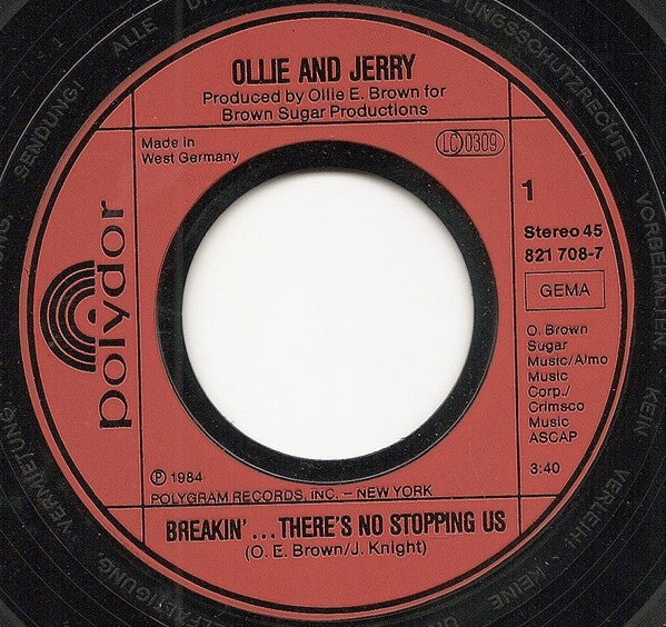 Ollie And Jerry : Breakin' ...There's No Stopping Us / Showdown (7", Single)