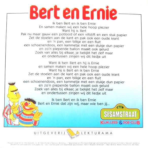 Sesamstraat : Bert En Ernie (Flexi, 7", S/Sided, Pic)