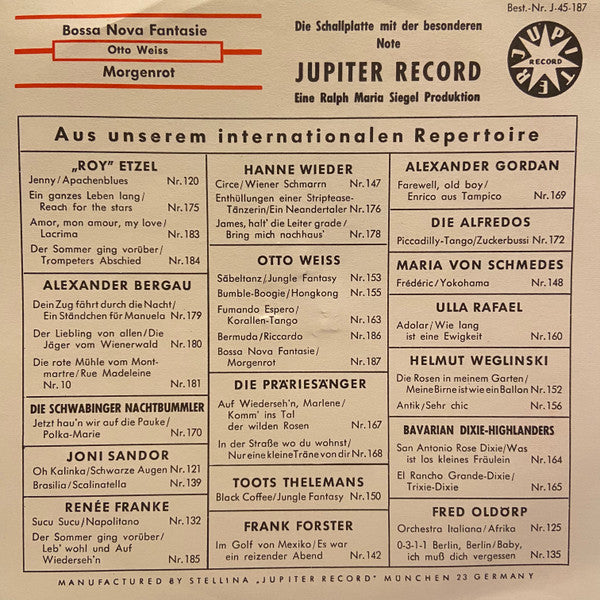 Otto Weiss : Morgenrot / Bossa Nova Fantasie (7")