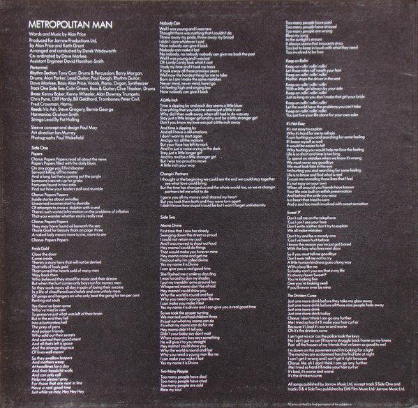 Alan Price : Metropolitan Man (LP, Album, Gat)