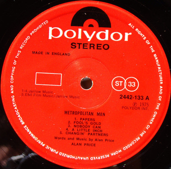 Alan Price : Metropolitan Man (LP, Album, Gat)
