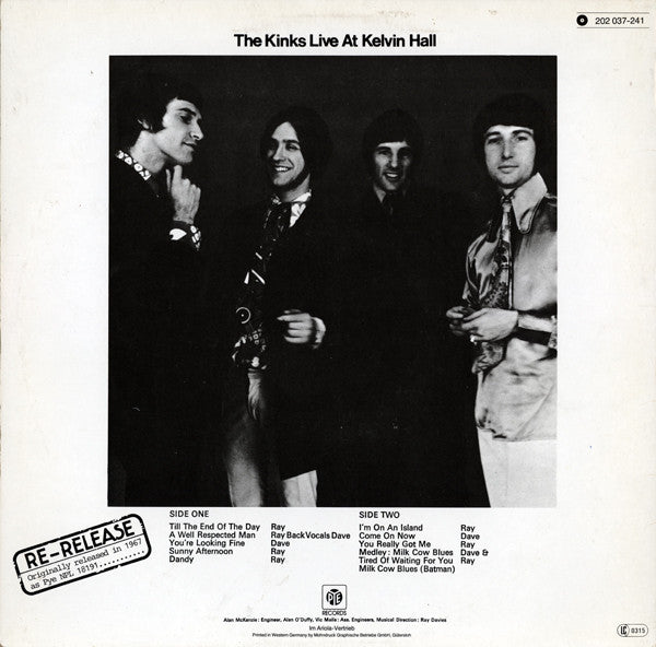 The Kinks : Live At Kelvin Hall (LP, Album, Mono, RE)