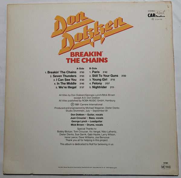 Don Dokken* : Breakin' The Chains (LP, Album)