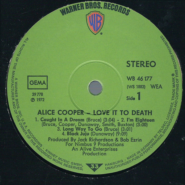 Alice Cooper : Love It To Death (LP, Album, RE, Gat)