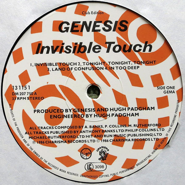 Genesis : Invisible Touch (LP, Album, Club)