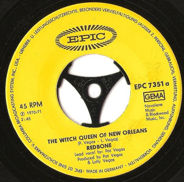 Redbone : The Witch Queen Of New Orleans (7", Single, Mono)