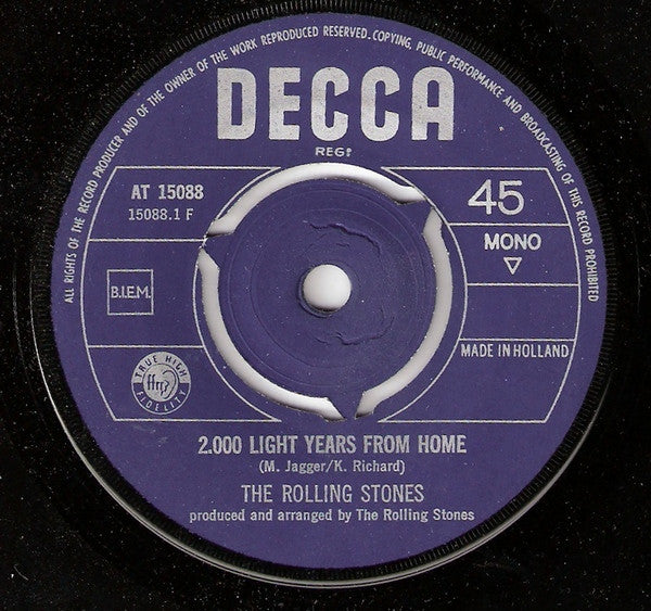 The Rolling Stones : 2000 Light Years From Home / She's A Rainbow (7", Single, Mono)