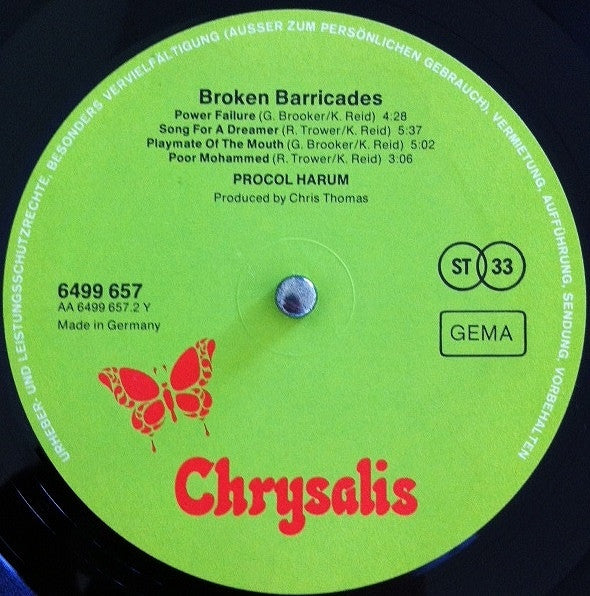 Procol Harum : Broken Barricades (LP, Album, RE)