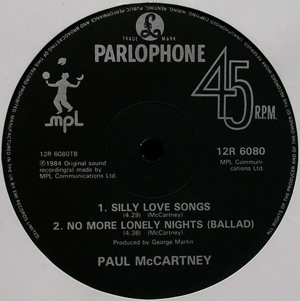Paul McCartney : No More Lonely Nights (12", Single)