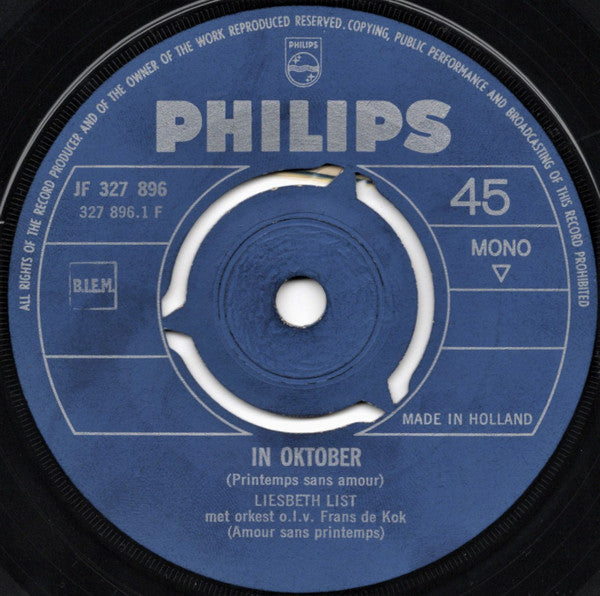 Liesbeth List : In Oktober (7", Single, Mono)