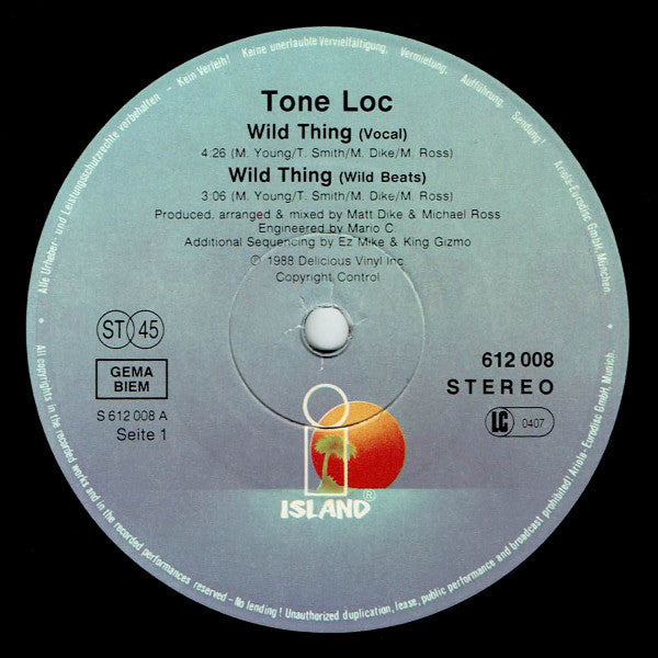 Tone Loc : Wild Thing (12", Maxi)