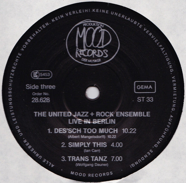 The United Jazz+Rock Ensemble : Live In Berlin (2xLP, Album)