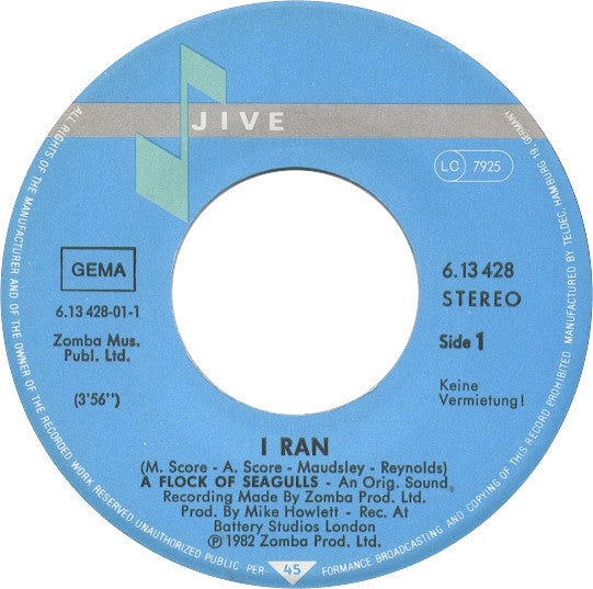 A Flock Of Seagulls : I Ran (7", Single, Kei)