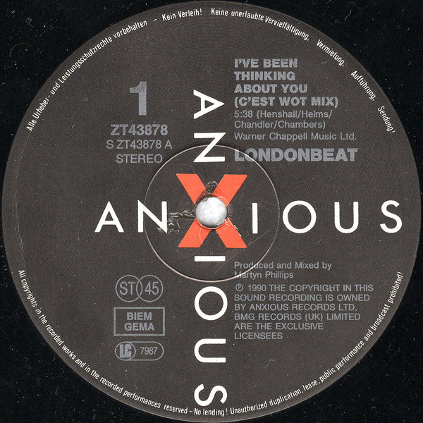 Londonbeat : I've Been Thinking About You (12", Maxi, Bla)