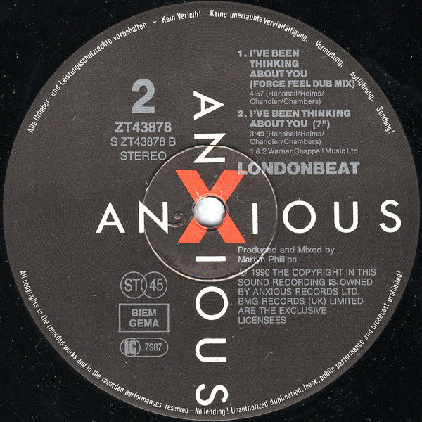 Londonbeat : I've Been Thinking About You (12", Maxi, Bla)