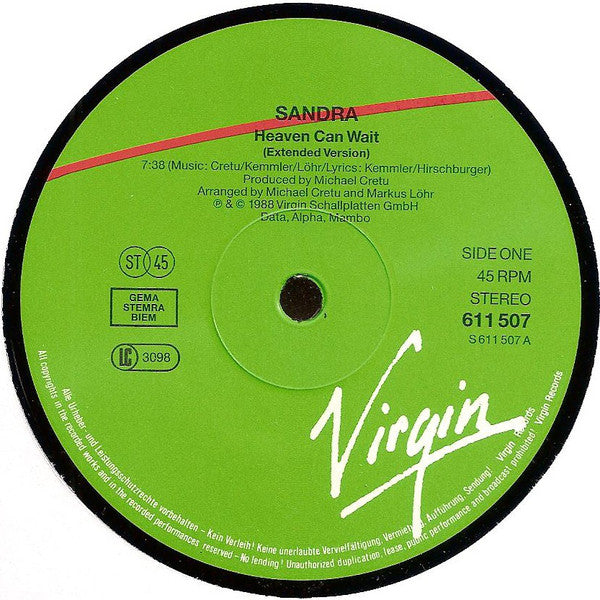 Sandra : Heaven Can Wait (12", Single)
