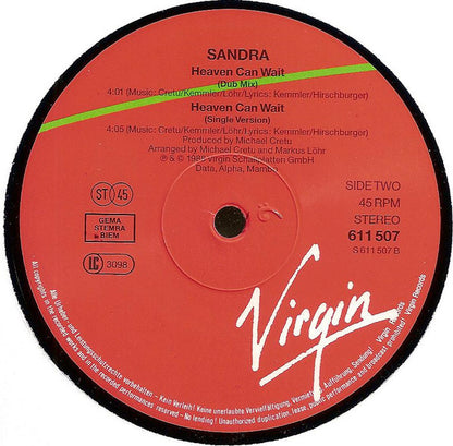 Sandra : Heaven Can Wait (12", Single)