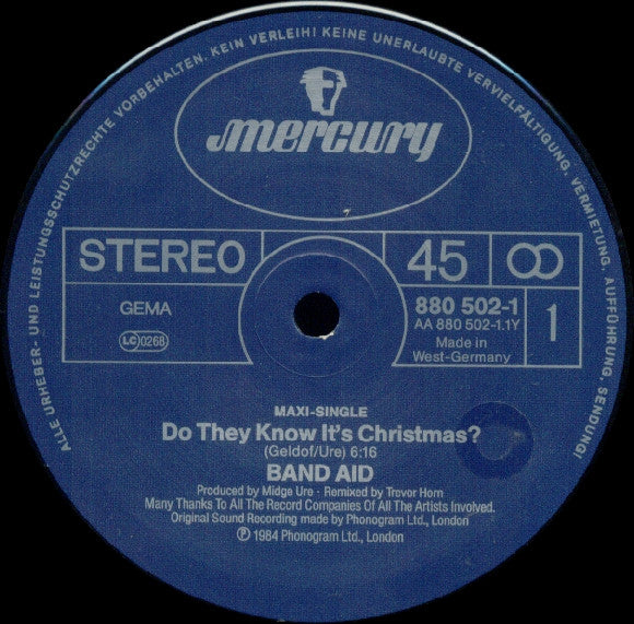 Band Aid : Do They Know It's Christmas? (12", Maxi)